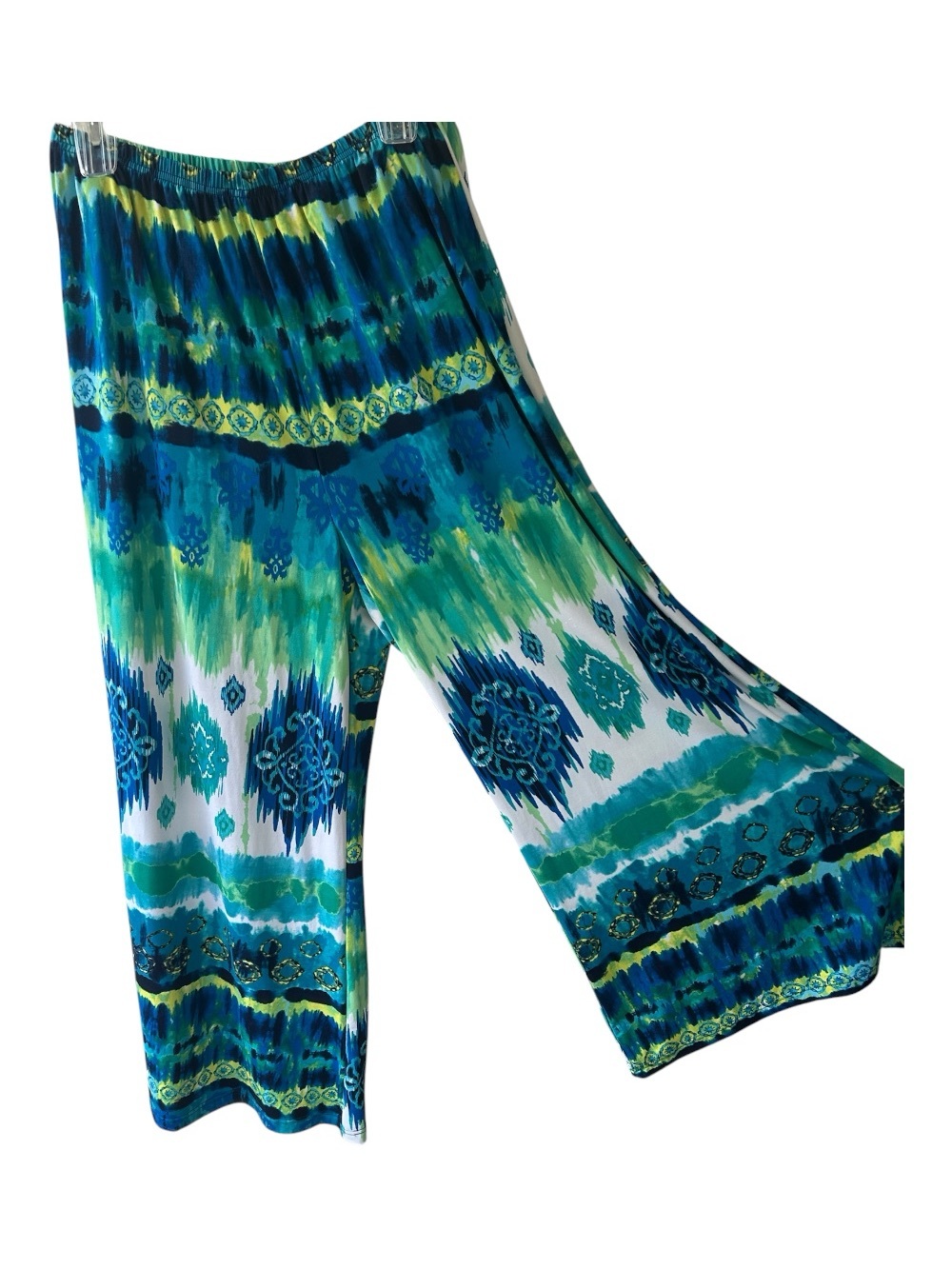 new directions Teal & Blue Wide-Leg Printed Palazzo Pants